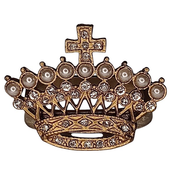 12 Crown Napkin Ring Holders Gold With Rhinestones And Enamel 4 Different Styles - Picture 3 of 13